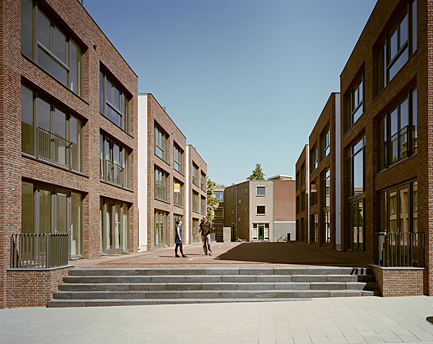 the squares are above street level and semi-public in use