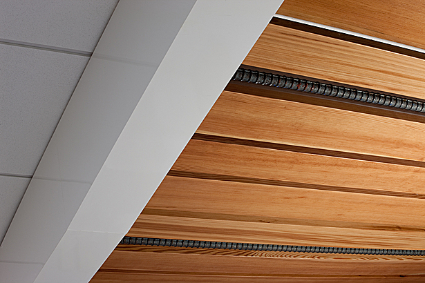 Ceiling detail - Reclaimed Florida Pine and Rebar