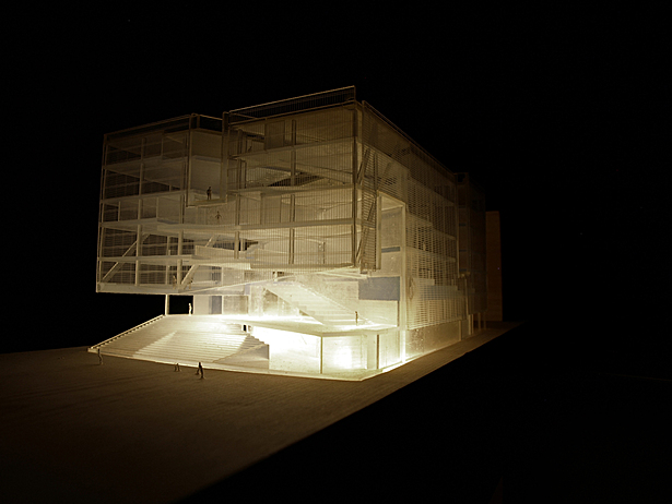 A view of the eastern entrance on the model.