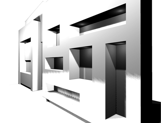 3D render at living room wall