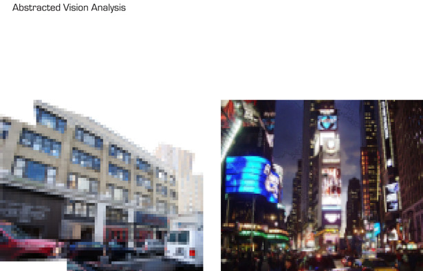 pixelated images remove details and abstract the context to focus on colors and shapes