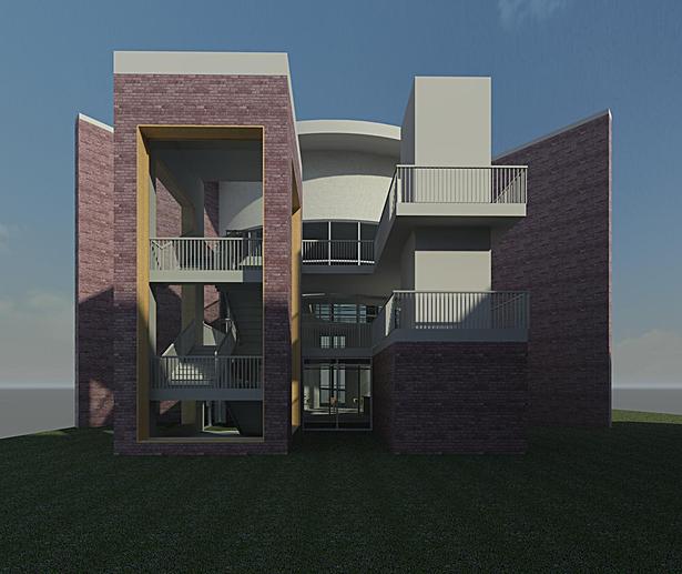 Library Main Entrance - Initial Render