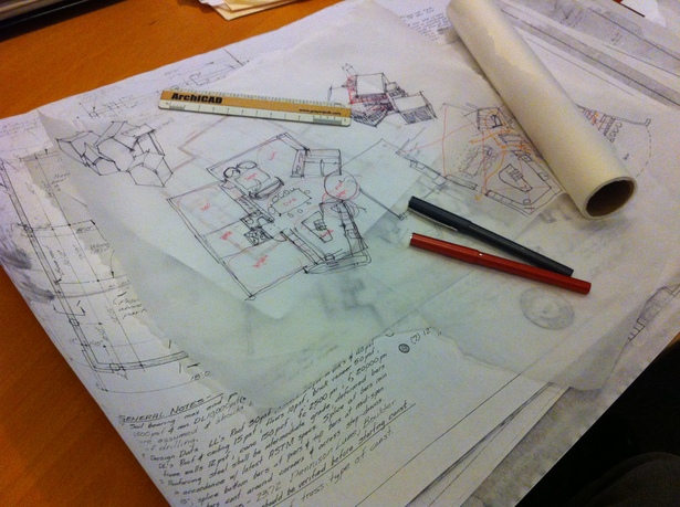 Hartman House, early design sketches.
