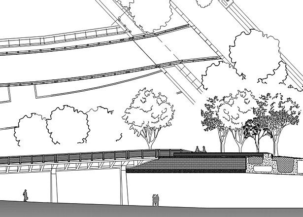 Plan / Elevation Hybrid Drawing of Bridge Termination