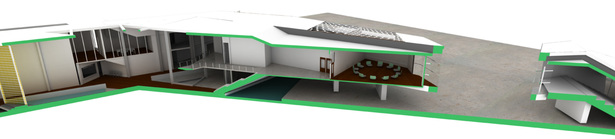 Section cut through main pedestrian core