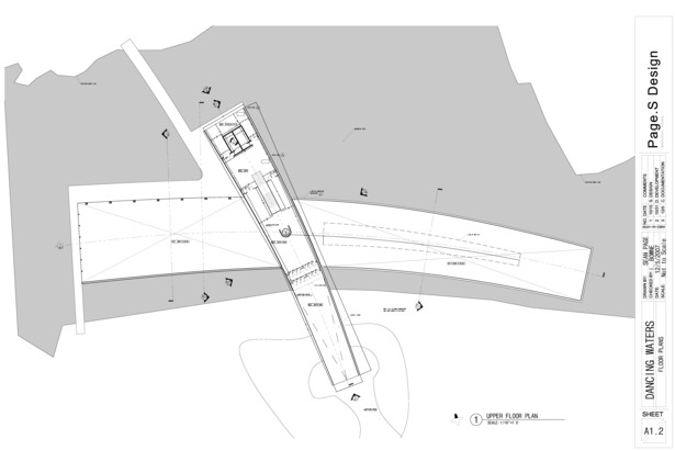 Upper Plan showing cafe and lounge area with view of lower Manhattan.