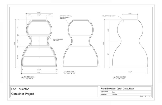 Front Elevation, Open Case, Rear View