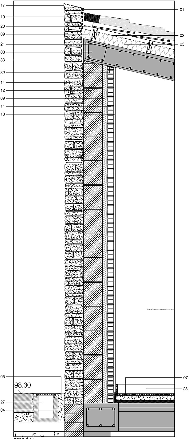 Façade's vertical section detail