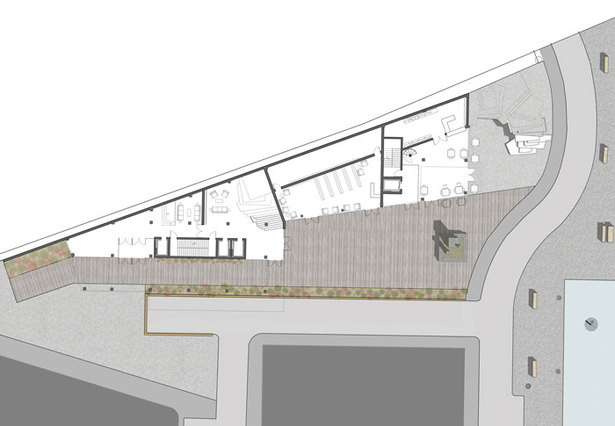 Plan of ground floor and plaza