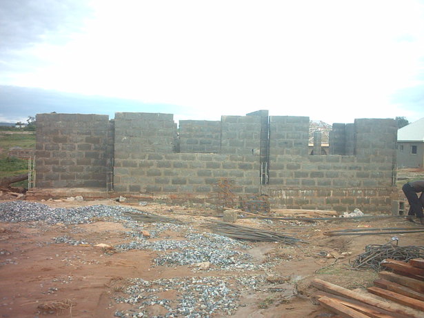 Block work using concrete.