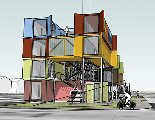 Perspective view from corner of Dowling and Holman Streets
