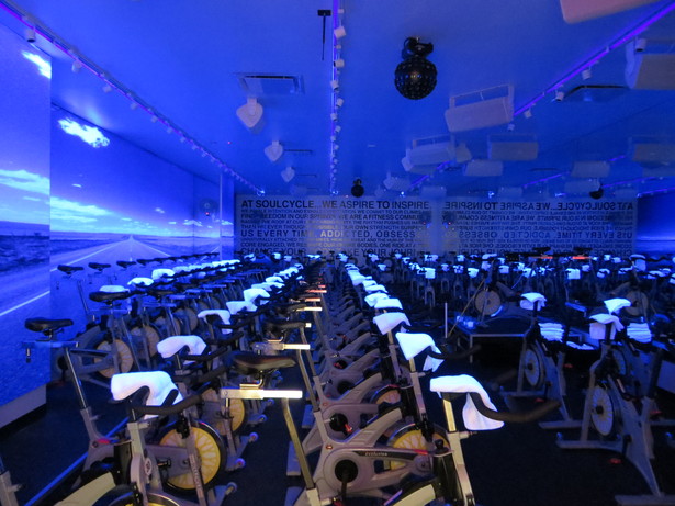 bike studio with blacklighting