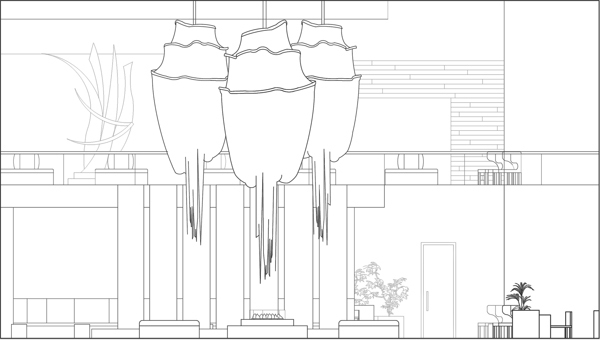 Hotel Entry Interior Elevation.