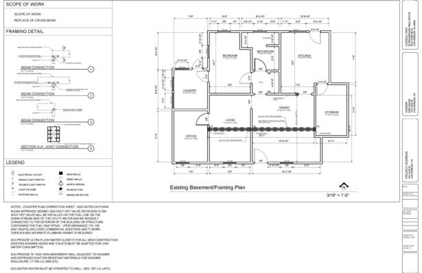 Drawing for proposed beam addition, Ave 55
