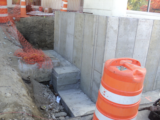 Concrete for ramp/steps in place