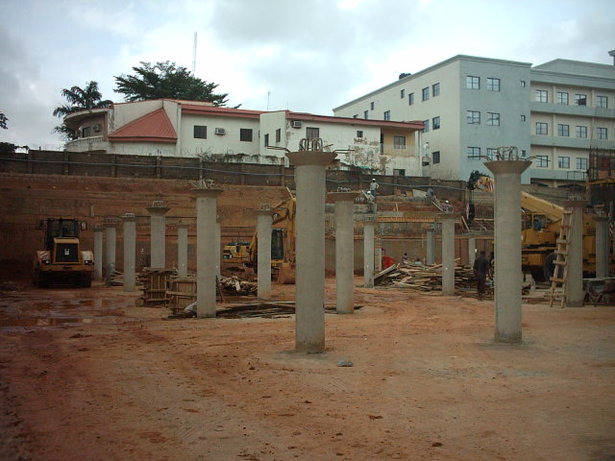 The car park basement level, we had just cast the columns that would support the next level.