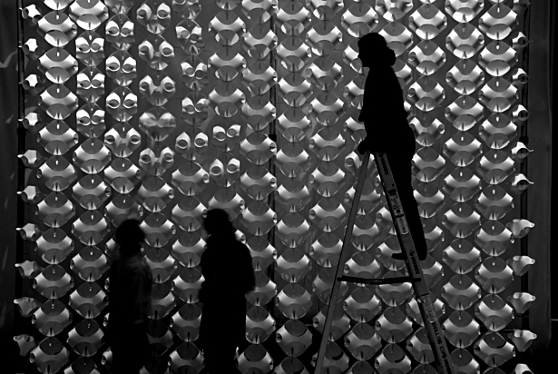 Installation team at work before the show