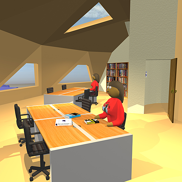 The station includes a large library which not only houses a large and growing collection of books, but also houses a selecion of wide variety of movies and TV shows accessible through the station's OnDemand system. Opposite the library is an arts and music room that is also used exclusively by the station's residents.