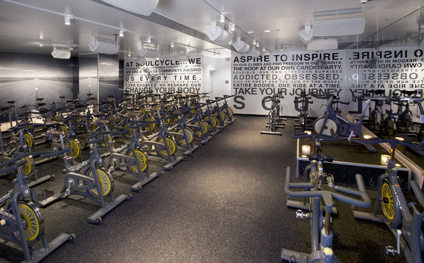 bike studio with custom branded stationary bikes