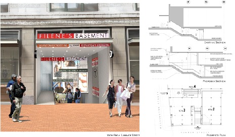 Redesigned Filene's Basement / MBTA entry