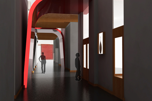 Corridor looking toward gallery