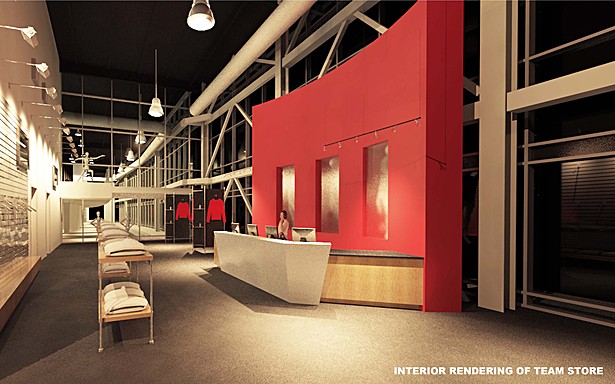 Rendering of team store. image © Molzen Corbin