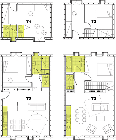 Typical Floor Plans - Units T1 T2 T3 