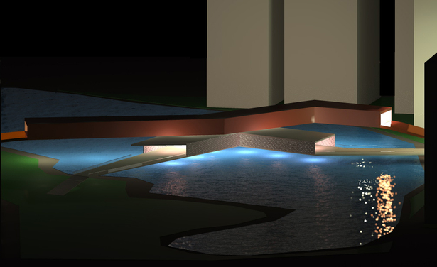 Wind energy production bridge by night