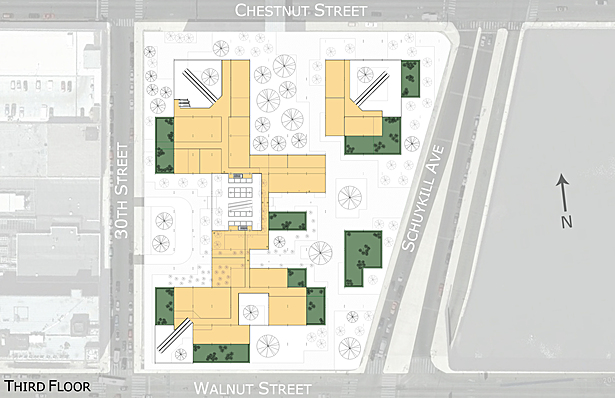 3rd floor plan showing the upper level of the retail portion of the building