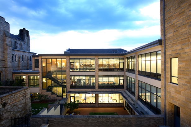 View of existing/new multilevel courtyard