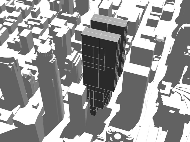 massing study- Conceptual tower study in rhino render and model