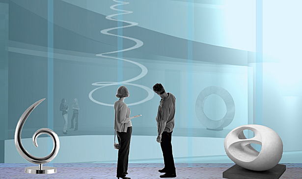 Interior Render from ramp into center space