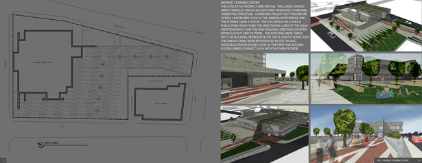 Site design was derived from existing primary pathways, which ultimately influenced the aesthetic of the building. 