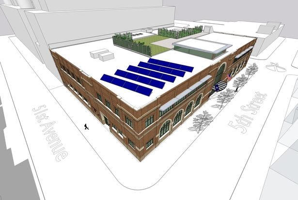 Southeast Roof Corner - Green Roof / Solar Thermal System