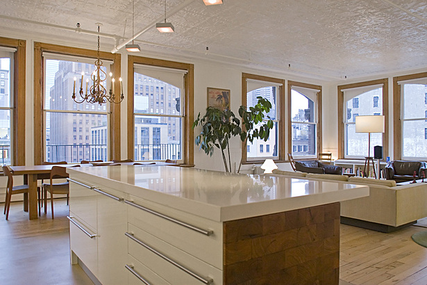 Kitchen Island toward Living area