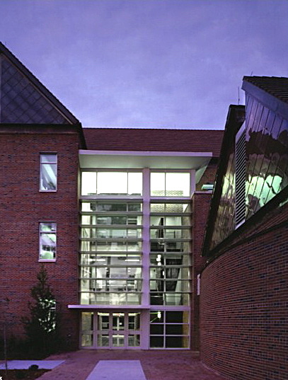 Main Entry Atrium and Stair at night