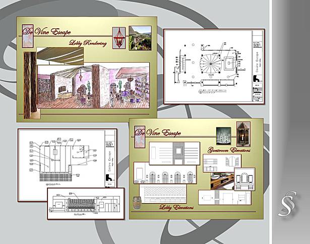 Floor Plan for a Hotel Room with Material Board and RCP