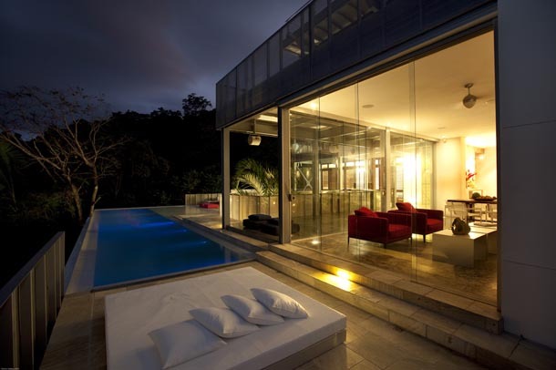 living and infinity pool