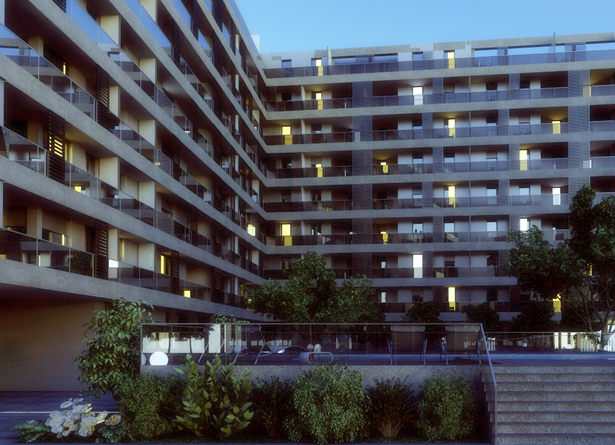 Private garden at night