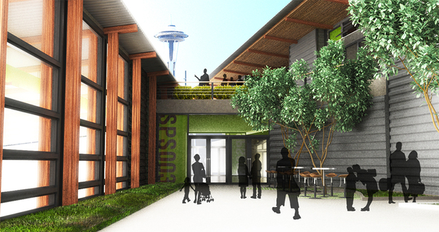Secondary entrance to auditorium and gymnasium