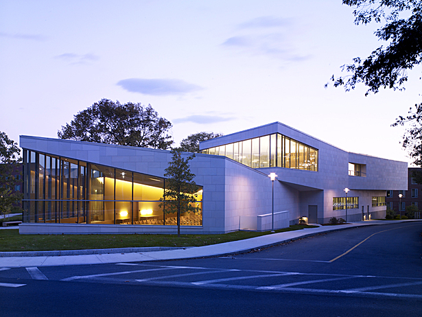 North and west elevation showing Presentation Room and Atrium, looking southeast