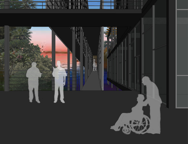View of connecting lobby with ramp