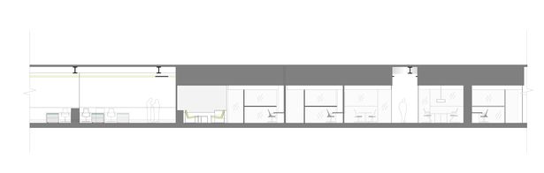 Sectional Elevation Through Open and Closed Office areas