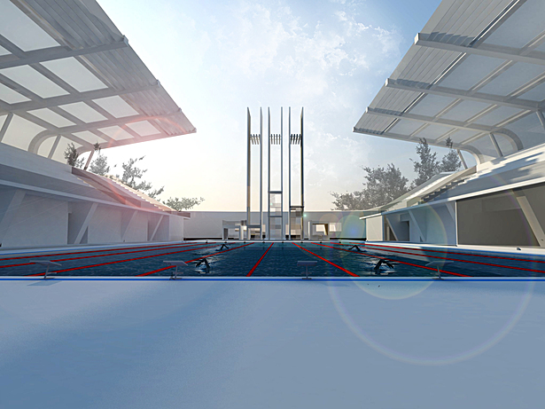 view from pool deck towards the east