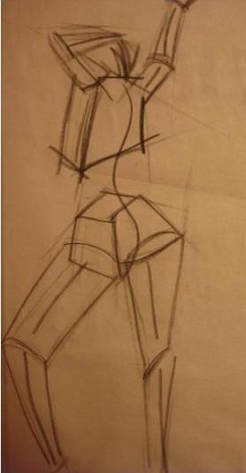 Architecture of the Human Body, conte crayon on newsprint, 24