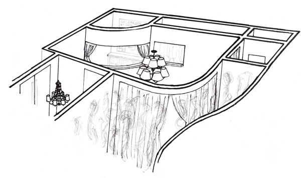 Entry, Ticket and Coat Check, Sensory Space Sketch.