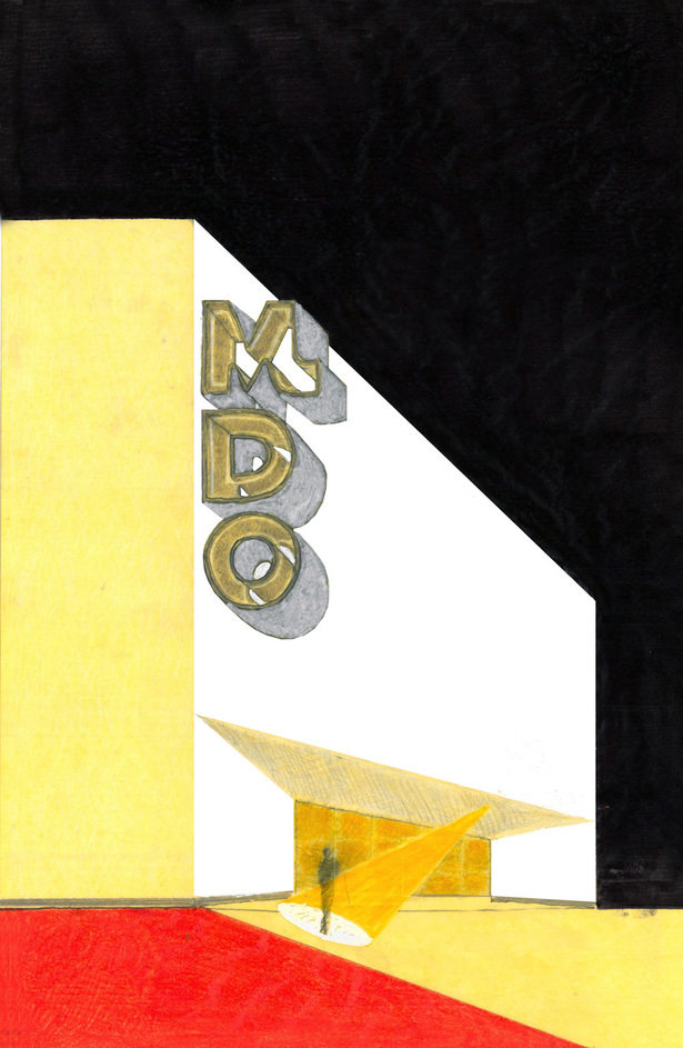 Perspective, gauche on trace paper