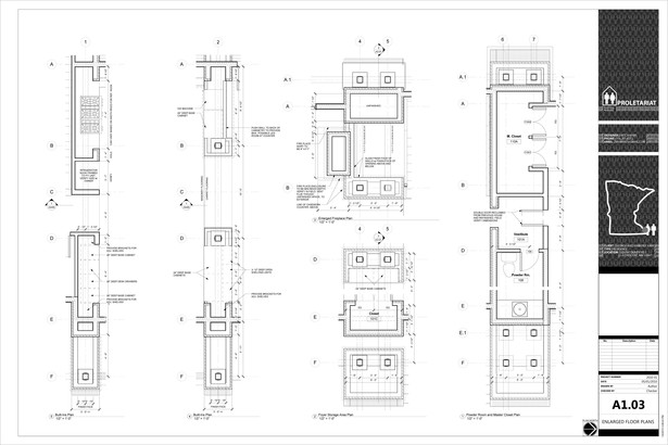 Karr Residence. Construction Drawings. Enlarged Floor Plans.