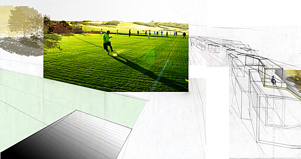 Conceptual Section Perspective - view from soccer pitch