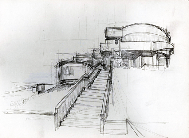 School - Carlo Moderno, Urbino, Italy (graphite +ink)